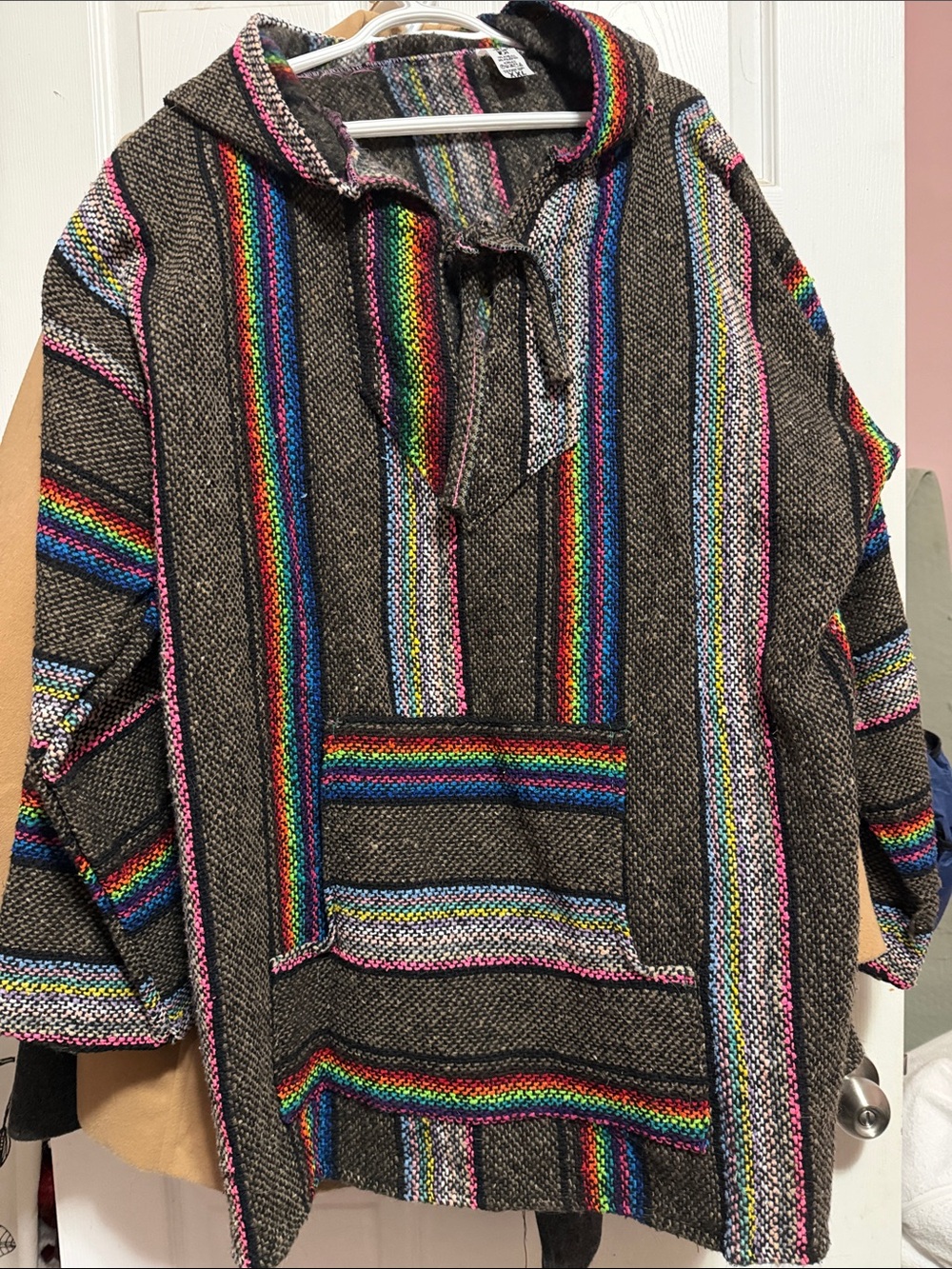 Men's Multicolor Stripe Crewneck Baja Sweater - Brown Base